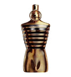Jean Paul Gaultier Le Male Elixir perfume bottle for men, 2.5 oz, sleek design with clear glass and silver accents.