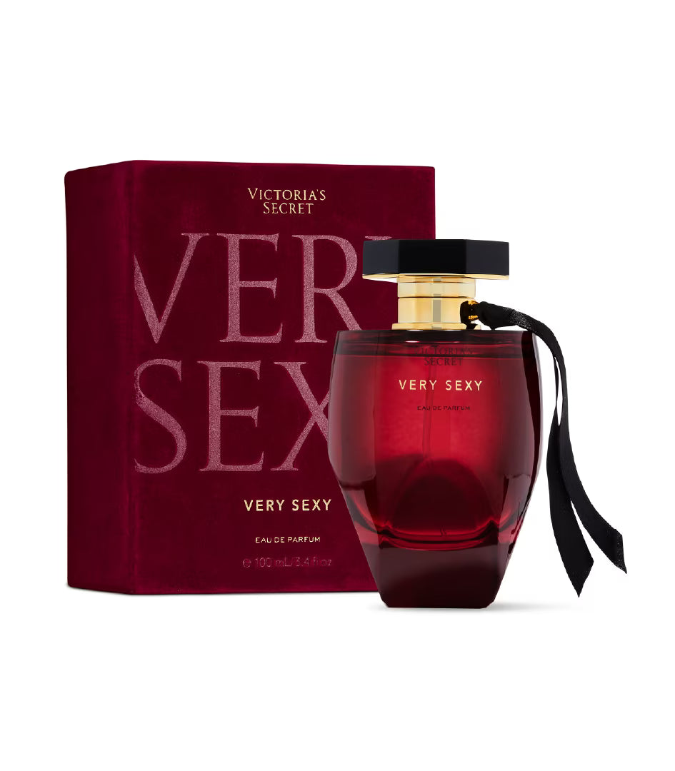 Victoria’s Secret Very Sexy Eau de Parfum bottle with vanilla, orchid, clementine, and blackberry notes, 3.4 oz, unisex fragrance.