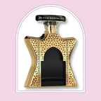 Bond No. 9 Dubai Black Sapphire unisex perfume bottle with black and gold design, 3.4 fl oz, against a neutral background
