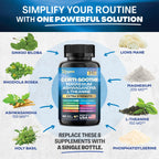Cortisol Supplement Magnesium Glycinate 200mg L-Theanine 150mg Ashwagandha 150mg Phosphatidylserine 50mg & Cortisol Manager Lions Mane Holy Basil Ginkgo Biloba Bacopa Monnieri Valerian Root (60 Caps)
