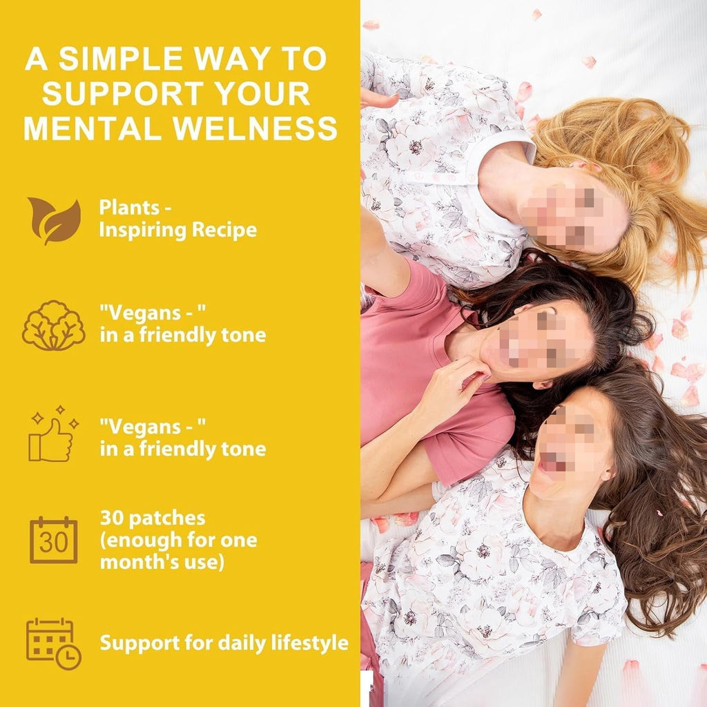 Dopamine Patches for Mental Wellness, Vegan Mood Support with 5-HTP, Lion's Mane & Rhodiola, 8-Hour Steady Release Transdermal Patch, 30 Count