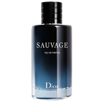 Hub Wavy Dior Sauvage 3.4 oz men's fragrance bottle with sleek design, featuring dark blue and silver accents.