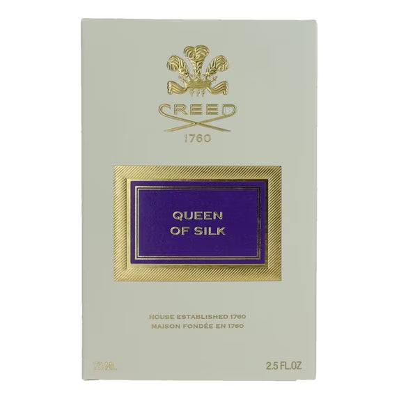 Hub Wavy Creed Queen of Silk perfume bottle for women, 2.5 oz, with elegant packaging and floral design.