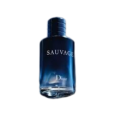 Hub Wavy Dior Sauvage 3.4 oz men's woody fresh perfume bottle with sleek design and clear label.