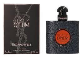 Yves Saint Laurent Black Opium perfume bottle for women, 3 oz, featuring sleek black packaging and modern design.