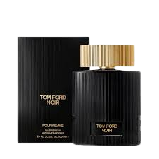 Tom Ford Noir Pour Femme luxury women's perfume bottle with sleek design and elegant branding on a neutral background.