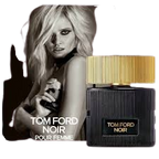 Tom Ford Noir Pour Femme perfume bottle by Hub Wavy, 3.4 oz / 100 ml, elegant glass bottle with black cap and luxury fragrance design
