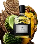 Hub Wavy Creed Aventus men's luxury fragrance bottle, 4 oz/120 ml, with sleek design and authentic branding.