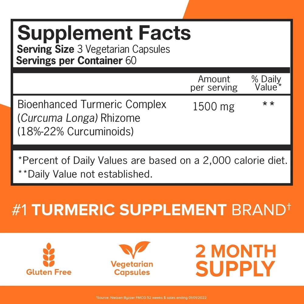 Turmeric Curcumin Capsules, Qunol with Ultra High Absorption 1500mg, Joint Suppo