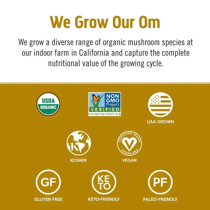 Om Mushroom Superfood Master Blend - Certified Organic Mushroom Powder - 80 Ser