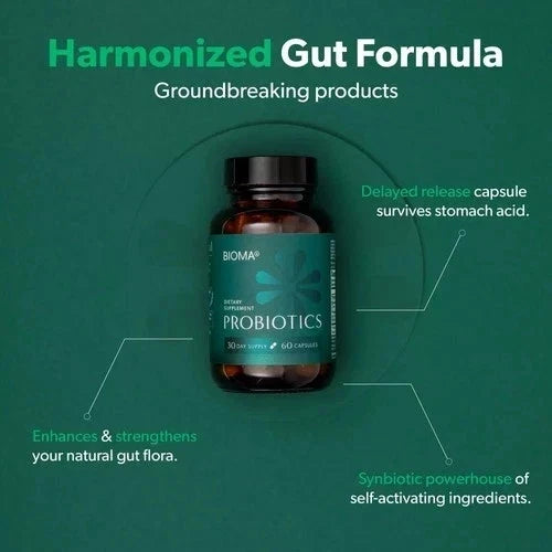 3 In 1 BIOMA Probiotics Digestive Health Gut Support for Men & Women 60 Capsules