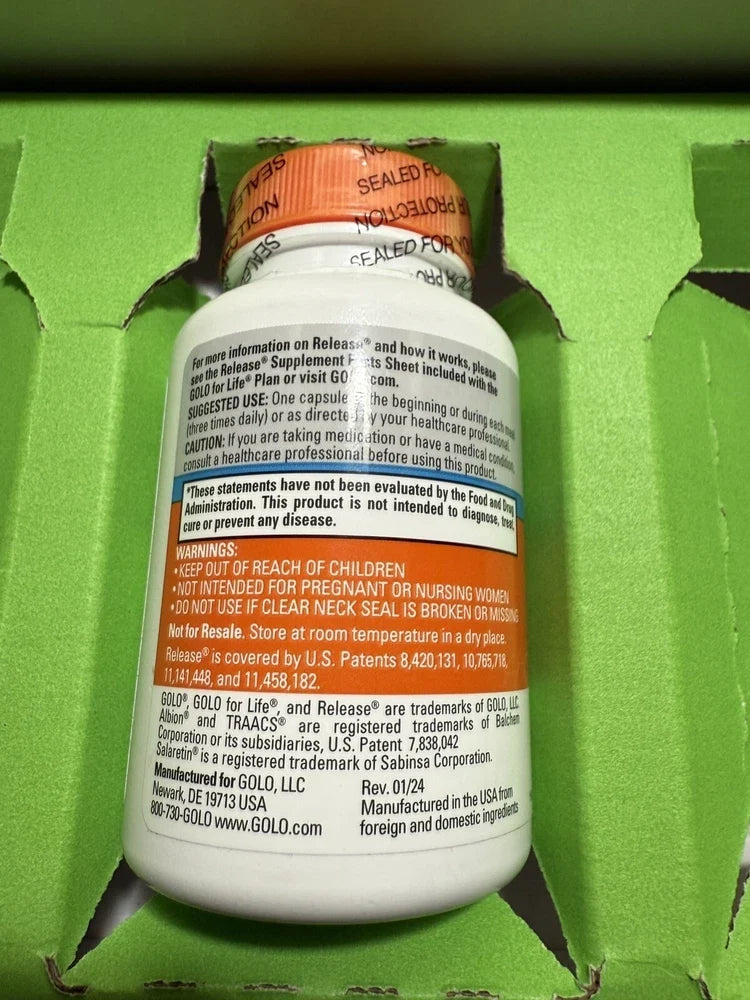 Golo Release Dietary Supplement 180 Capsules New Factory Sealed Exp 12-26