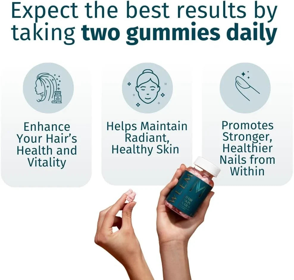 WEEM Hair Skin and Nails Gummies - Supports Healthy Hair-Vitamins Exp2028 US