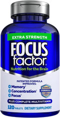 Focus Factor Adults Extra Strength, 120 Count - Brain Supplement for Memory, Con