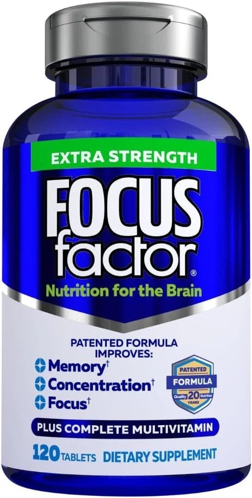 Focus Factor Adults Extra Strength, 120 Count - Brain Supplement for Memory, Con
