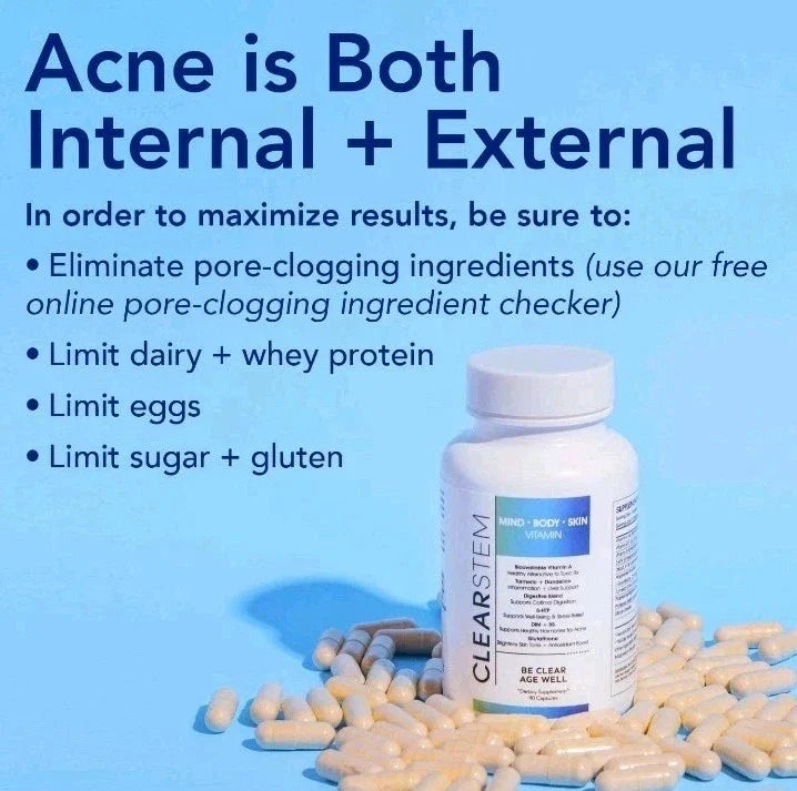 CLEARSTEM - MIND, BODY, SKIN Hormonal Acne Supplement 5-HTP Natural DIM 90 Count