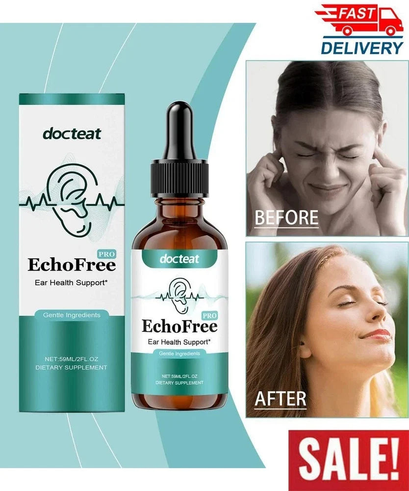 Echo Free Tinnitus Drops 59ml, EchoFree Tinnitus Relief for Ringing Ears