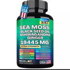 Sea Moss, Black Seed Oil, Ashwagandha, Turmeric, Ginger (16 in 1 Multivitamin)
