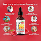 5- IN-1 Vitamin B Complex B12 Sublingual Liquid Drops B6 B1 + Niacin & Folate US