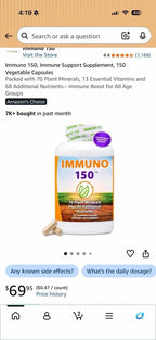 1 Pack  Immuno Vital Immune Support 150+ Nutrients 120 Caps