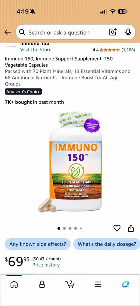 1 Pack  Immuno Vital Immune Support 150+ Nutrients 120 Caps