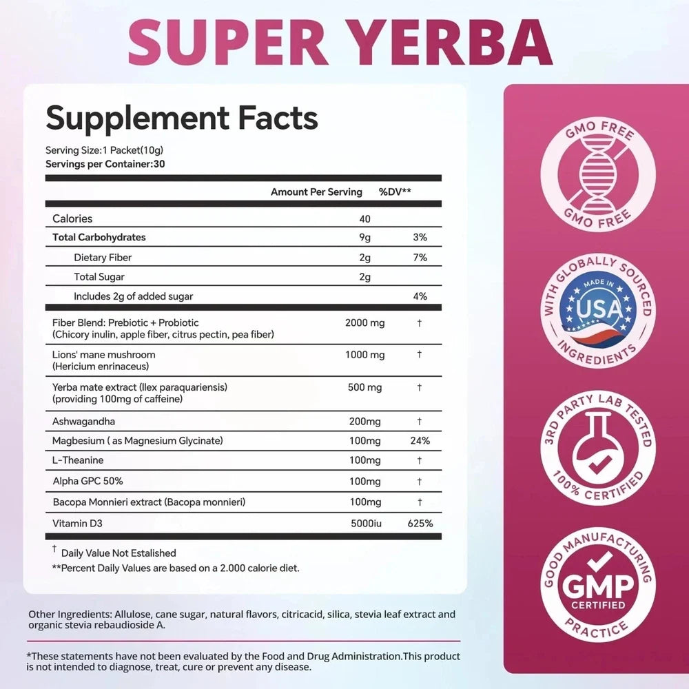 Super Instant Yerba Mate Tea Powder - Pure Natural, Health Drink