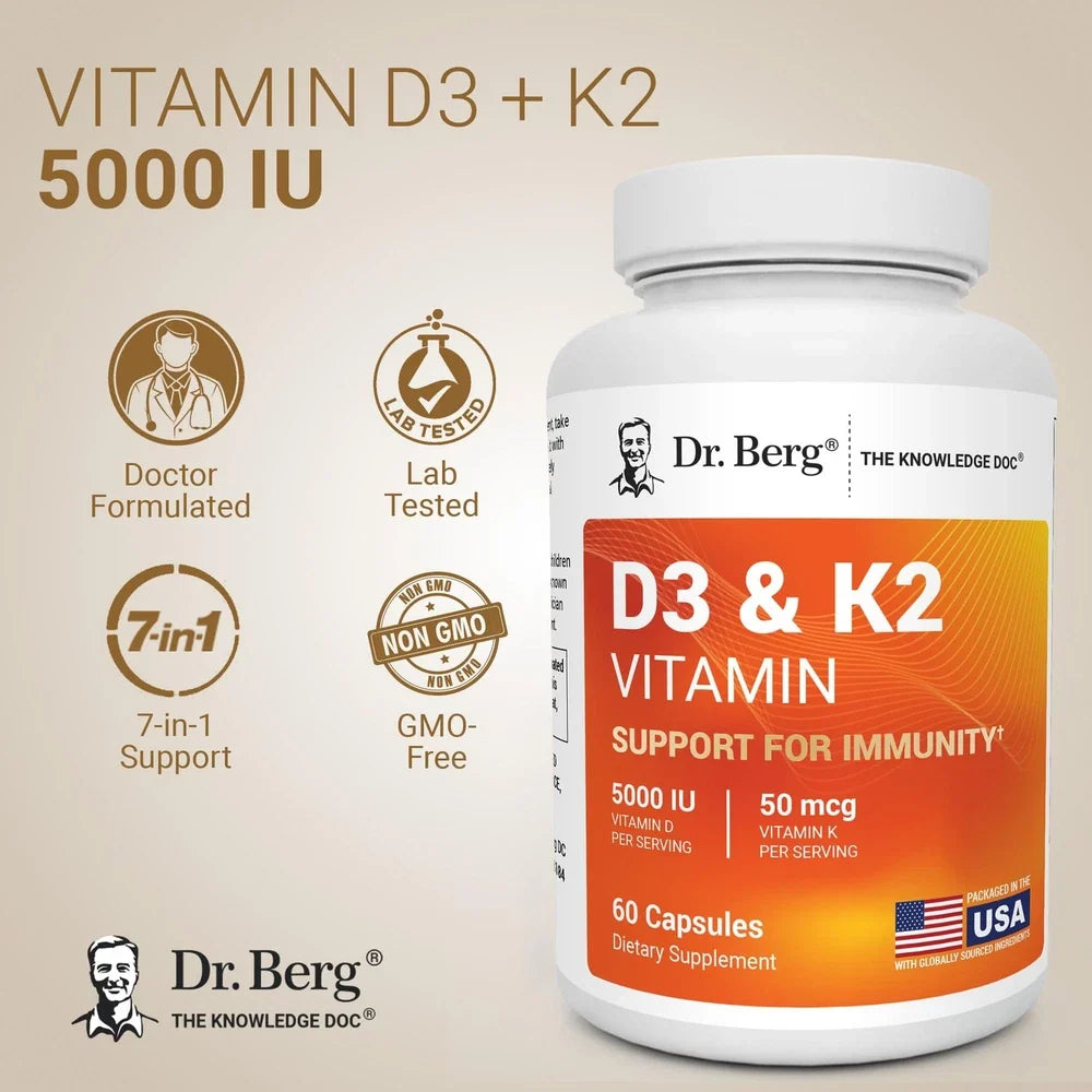 Dr. Berg maximum Strength 7in1 Vitamin D3 K2 5000 IU | Naturally Derived D3 |...