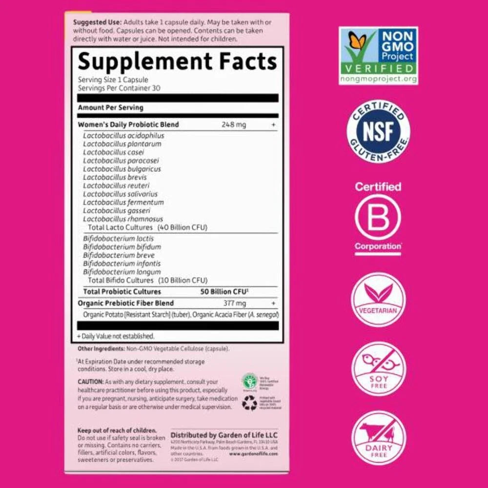 2/27 Garden of Life Once Daily Dr. Formulated Probiotics for Women 50 Billion CF