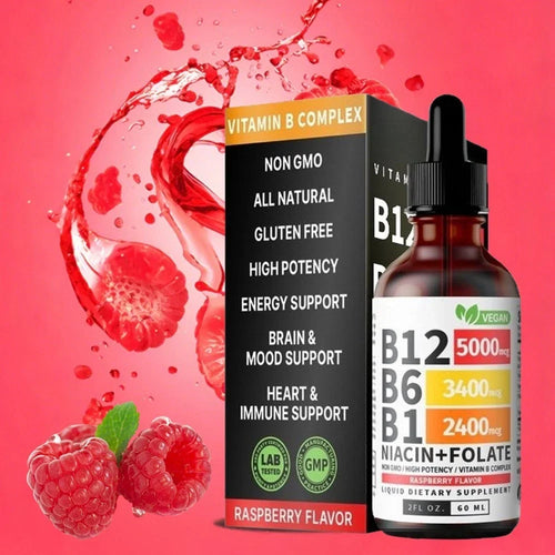 5- IN-1 Vitamin B Complex B12 Sublingual Liquid Drops B6 B1 + Niacin & Folate US
