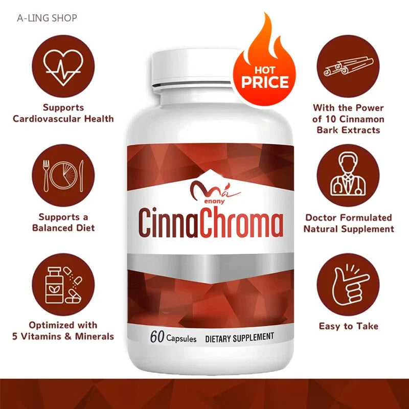CinnaChroma 60 Cinnamon -Capsules - Contains Chromium and Vanadium