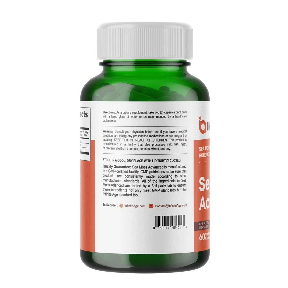 INFINITE AGE 1250mg Sea Moss Advanced Superfood Capsules, 60 Count - High-Pot...