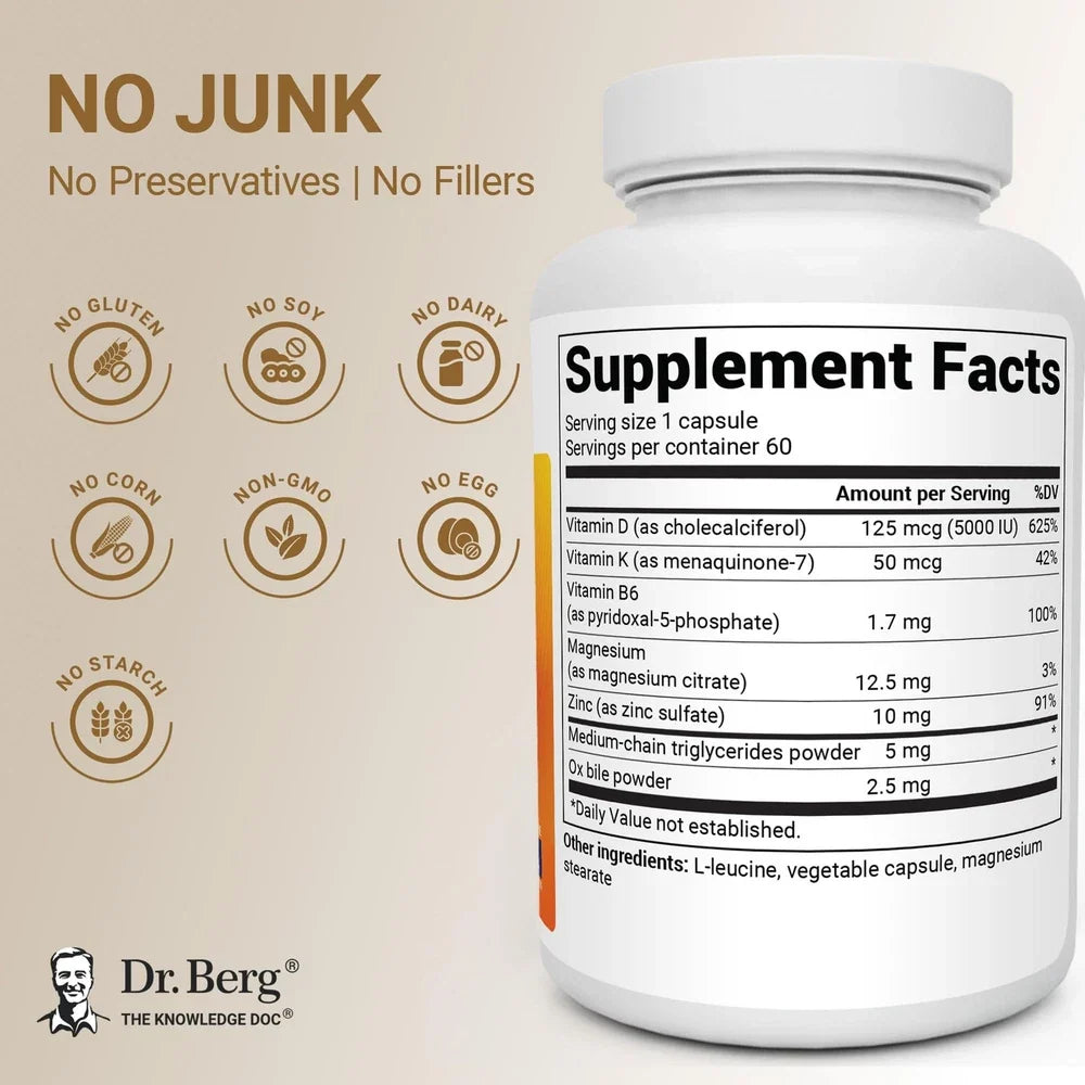Dr. Berg maximum Strength 7in1 Vitamin D3 K2 5000 IU | Naturally Derived D3 |...