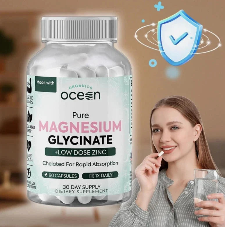 Organics Ocean Low Dose Zinc Chelated 90 Capsules Pure Magnesium Glycinate