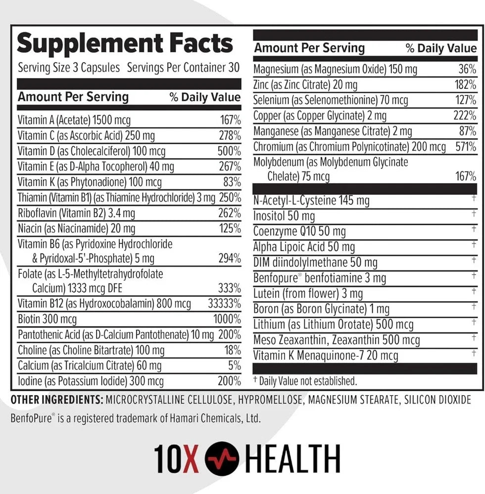 US 3 Pack 10X Health Optimize Methylated Multivitamin 90 Capsules Free Ship