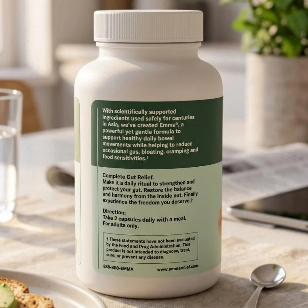 Emma Gut Health Bloating Gas Relief 60 Capsules Constipation Laxative Supplement
