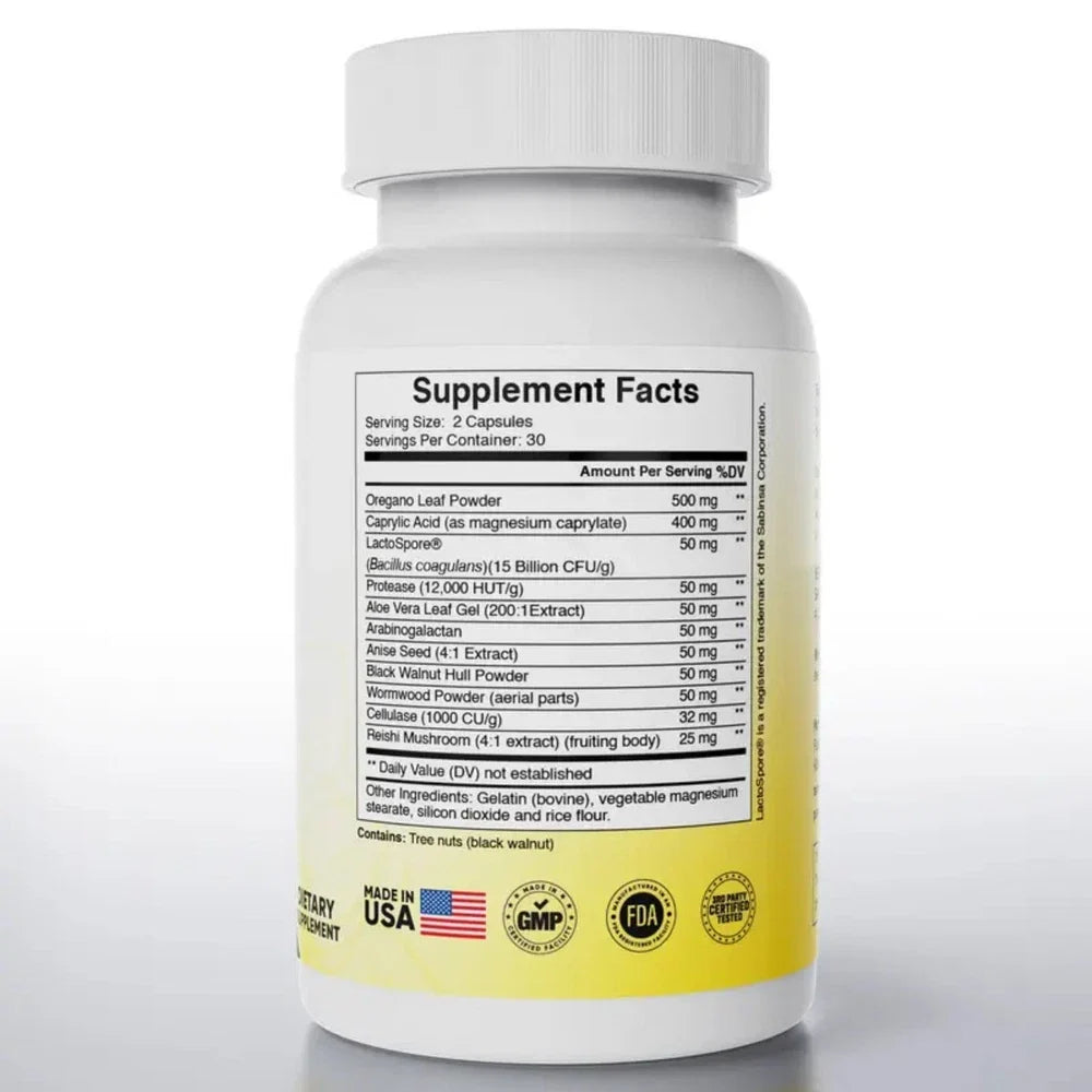 Pure Peak Candida Cleanse Capsules, Gut & Colon Support Supplement, 60 Count