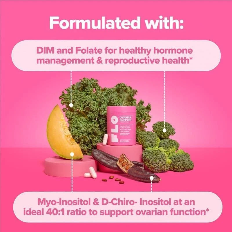 FLO Ovarian Support Capsules – Women’s Hormone Balance, PMS Relief, Vegan