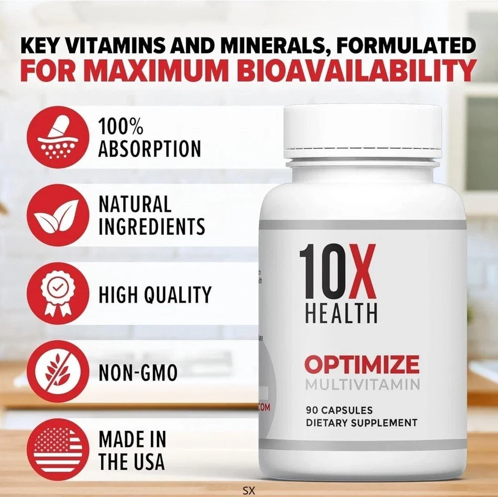 US 3 Pack 10X Health Optimize Methylated Multivitamin 90 Capsules Free Ship