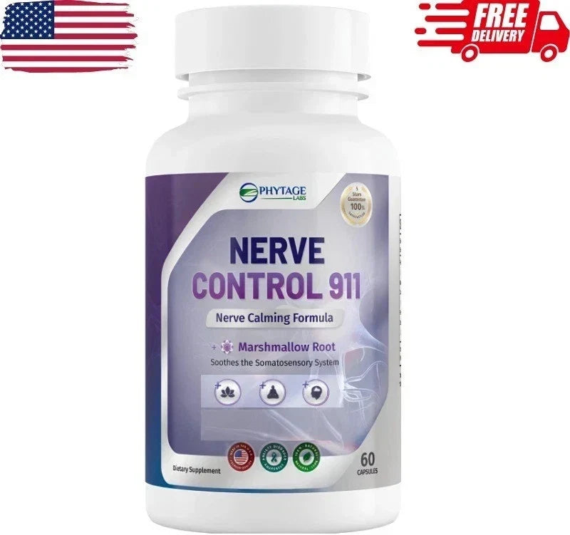 Phytage Labs Nerve Control 911 - Plant Based Nerve Health Supplement 60 Capsules