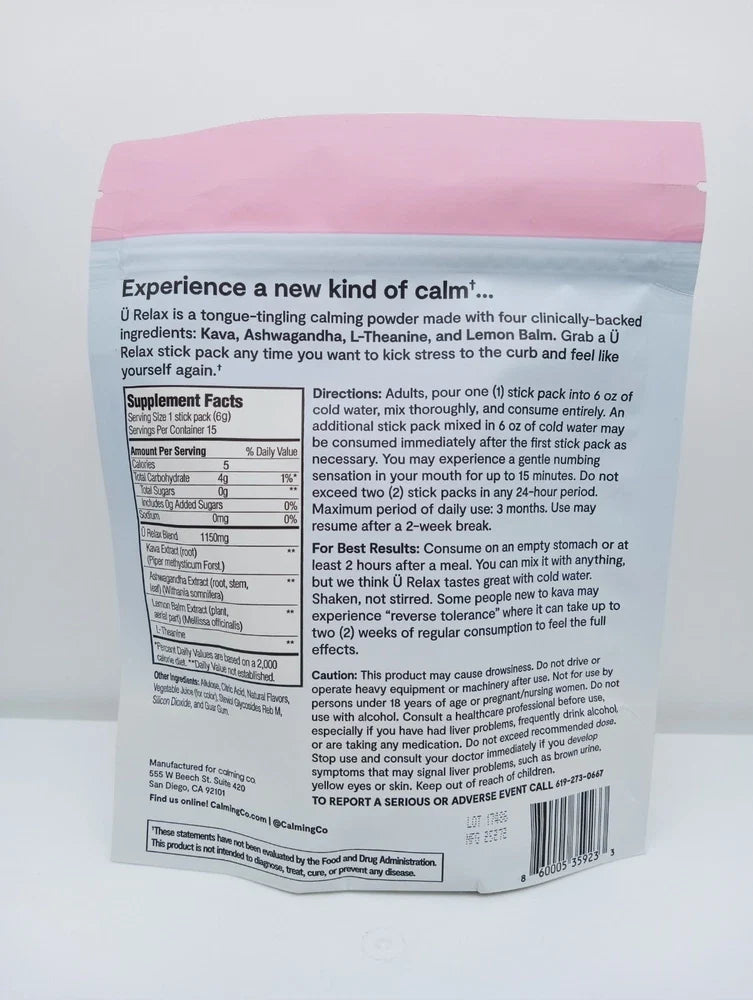 U Relax Calming tonic- 15 Packets MIXED BERRY flavor relax calming drink