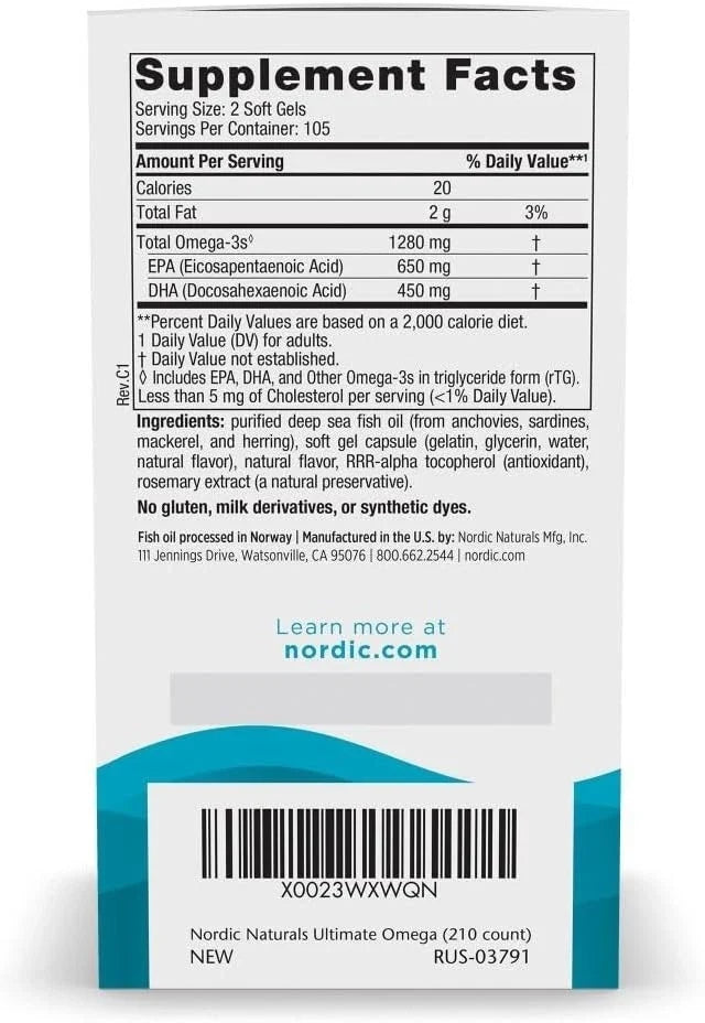 Nordic Naturals Ultimate Omega Lemon 1280mg Softgels - 120 Count