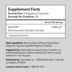 TRU NIAGEN NAD+ Supplement, Nicotinamide Riboside 1000mg, 30 Daily Servings