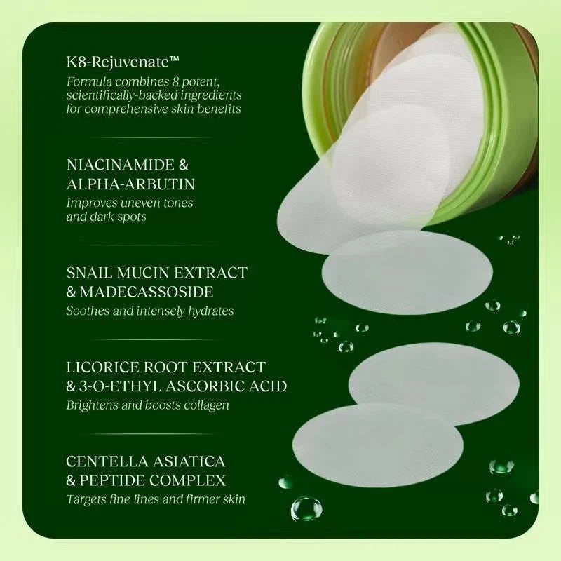 Jiyu Korean Skincare Anti-Aging, Dark Spot & Wrinkle Minimizing Toner Pads with