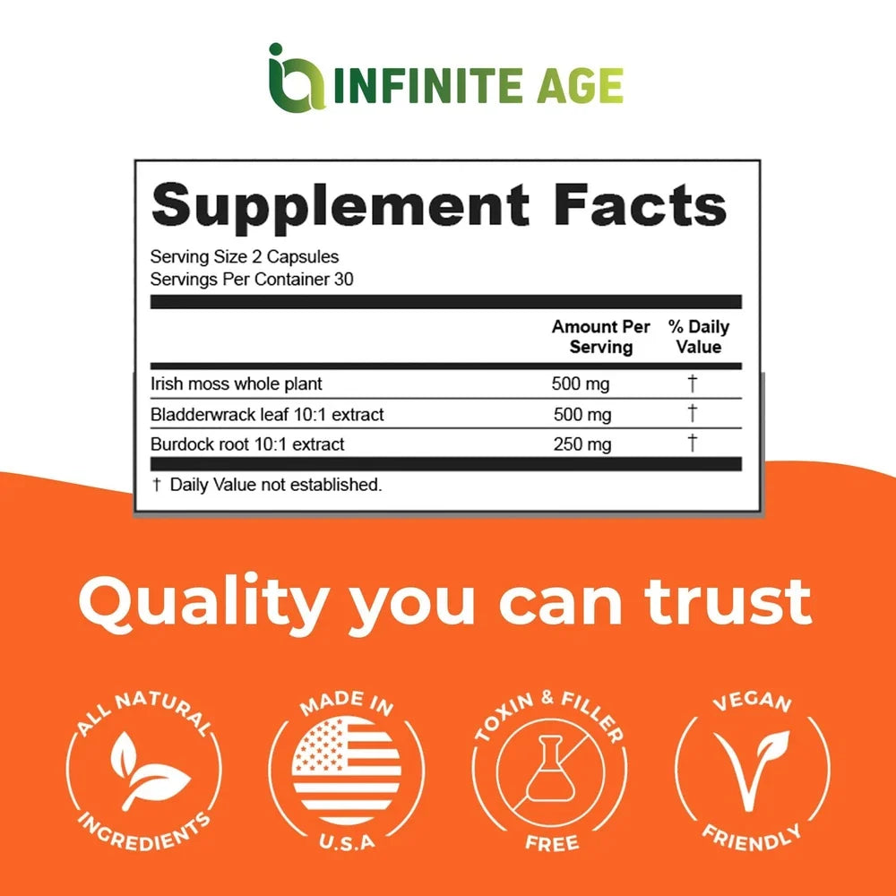 INFINITE AGE 1250mg Sea Moss Advanced Superfood Capsules, 60 Count - High-Pot...