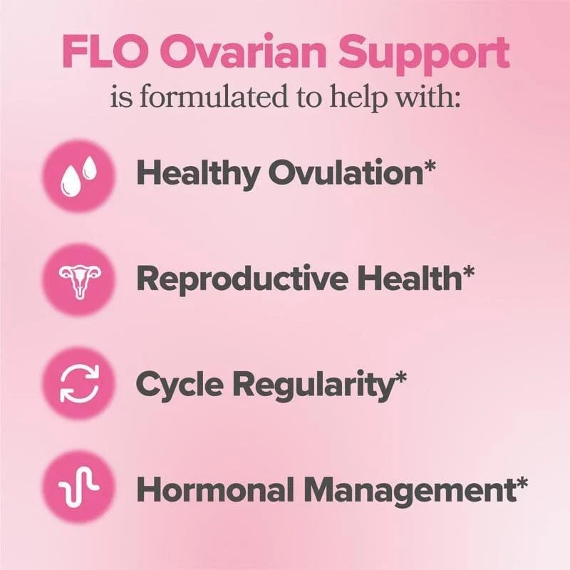 FLO Ovarian Support Capsules – Women’s Hormone Balance, PMS Relief, Vegan