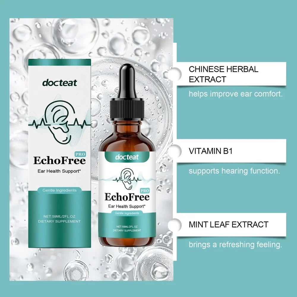 Echo Free Tinnitus Drops 59ml, EchoFree Tinnitus Relief for Ringing Ears