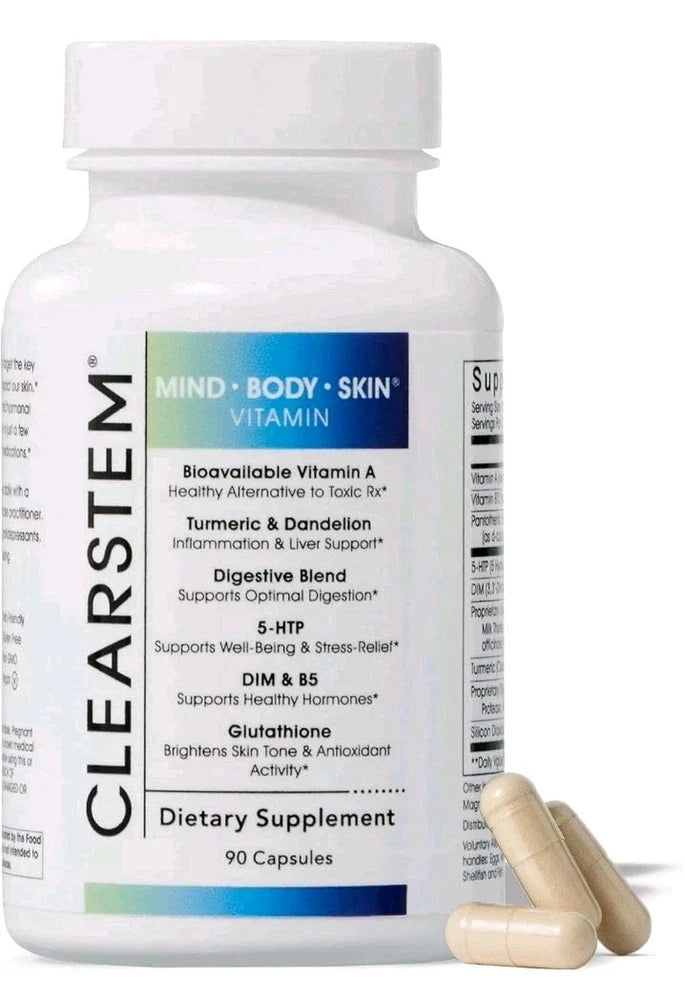 CLEARSTEM - MIND, BODY, SKIN Hormonal Acne Supplement 5-HTP Natural DIM 90 Count