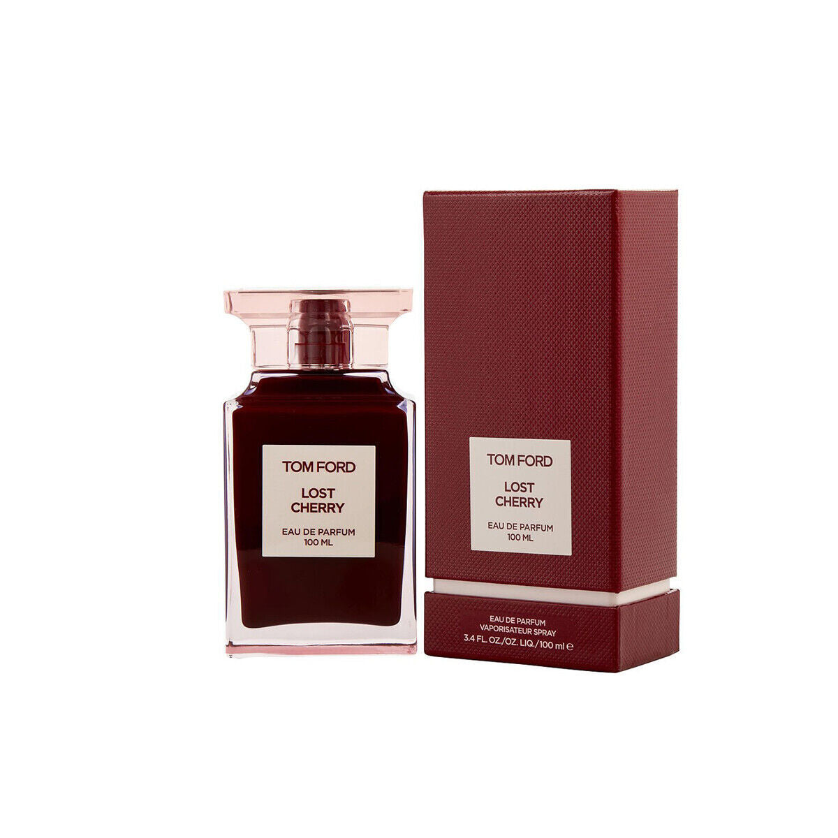 Tom Ford Lost Cherry 3.4 oz perfume bottle for women, featuring a sleek glass design and elegant fragrance cap.