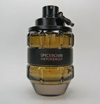 Viktor & Rolf Spicebomb men's fragrance bottle, 3 oz / 90 ml, in sleek packaging, representing luxury and authentic scent.