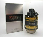 Viktor & Rolf Spicebomb men's fragrance bottle with orange and black design, 3.0 oz / 90 ml, on a neutral background